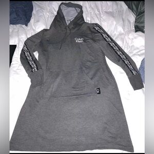 Calvin Klein Branded long Hoodie or Dress Women’s Sz XL Gray L/S RARE NEW